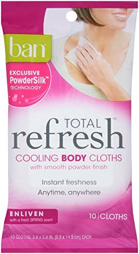 ban total refresh wipes|Ban Total Refresh Cooling Body Cloths, Enliven, 10 Count.